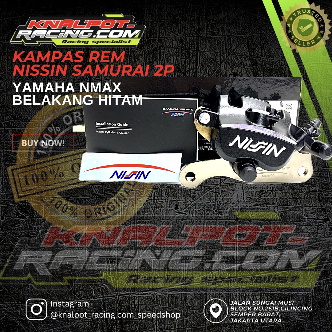 KALIPER NISSIN SAMURAI 2P BLACK / HITAM HONDA YAMAHA NMAX BELAKANG